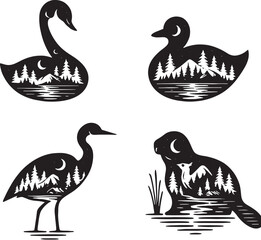 Calm Species Double Exposure Vector Illustration.eps