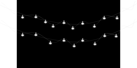 Festive string lights garland isolated on transparent background