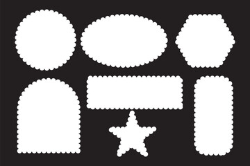 Set of Zigzag and colorful Shape. Rectangle shape frame with zigzag edge. Elements for design of text box, badge, banner. Rectangle, square and oval shape frame with zigzag edge.