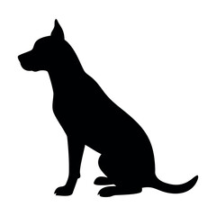 Deep black silhouette of a sitting dog, clean vector illustration.