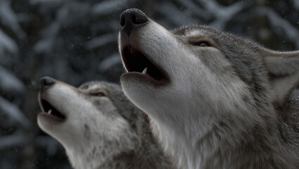 A pack of wolves howls