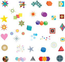 Geometric Shape Icon Set – Colorful Abstract Symbols Collection – Modern Decorative Vector Elements