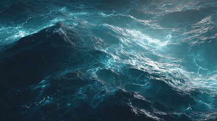 An awe-inspiring view of the raging ocean, with waves crashing and churning with immense power