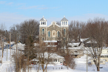 L'&eacute;glise Sainte-Genevi&egrave;ve-de-Batiscan en hiver, Qu&eacute;bec, Canada.