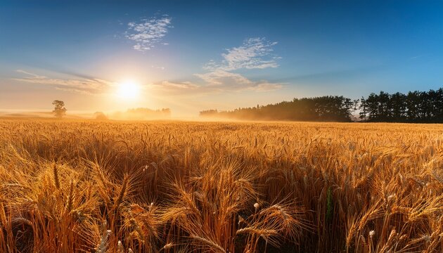 sunrise over a wheat field - Powered by Adobe