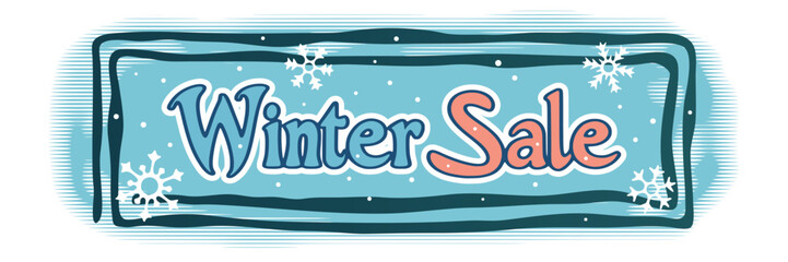 Winter banner, winter sale, snowfall and snowflakes, vector design