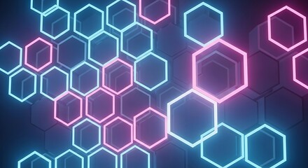 Neon Hexagons - A Futuristic Abstract Background with Vibrant Colors.