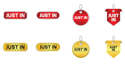 Just In Badges and Labels Set - New Arrival Tags for E-commerce and Retail Promotions