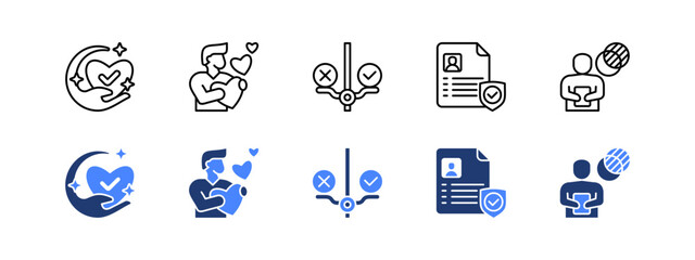 Truthfulness, Honesty, Ethical, Authenticity, Transparency with two styles, line and duotone icon.