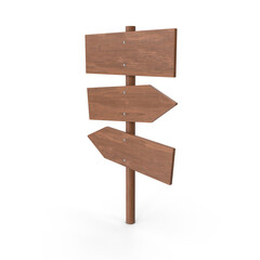 Wooden direction signboard with three empty arrow panels
