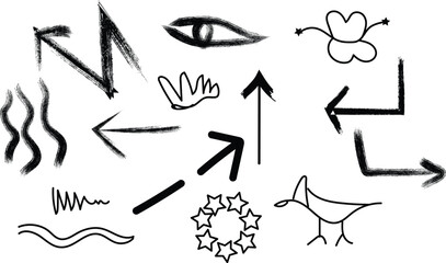  soft of hand drawn arrows in white background