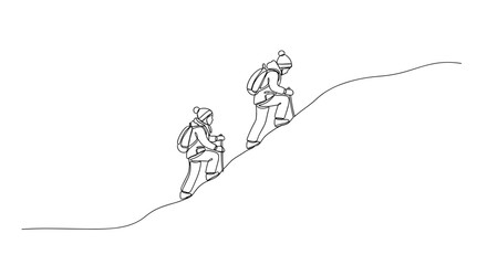 Children climbing snowy hill symbolizing effort and winter play