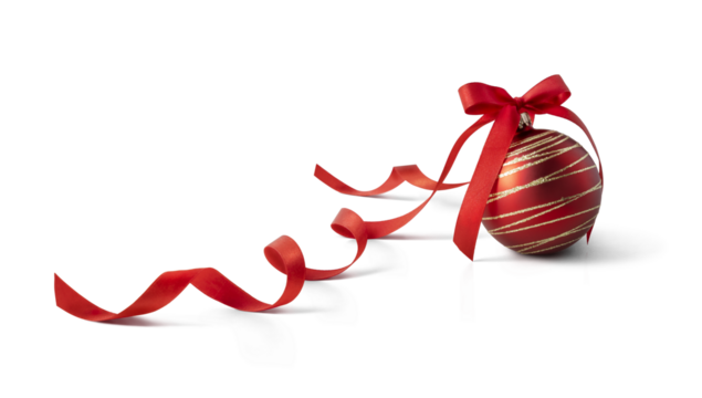Red Christmas bauble decoration, isolated on transparent background.
 - Powered by Adobe