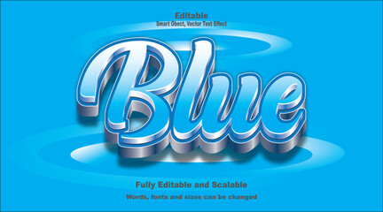 Blue word cool, ocean, water, sky, refreshing and modern typography text effect.