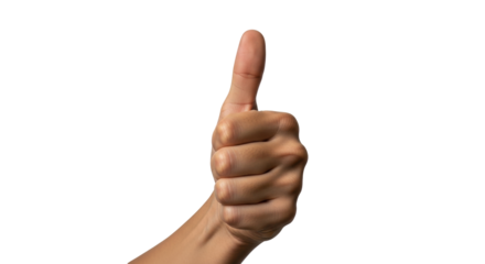 Isolated hand giving a thumbs-up gesture, symbol of approval and positive encouragement