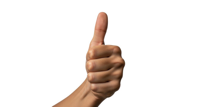 Isolated hand giving a thumbs-up gesture, symbol of approval and positive encouragement