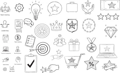 Business and Success Sketches Doodle Set
