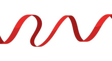 Wavy red ribbon gracefully flowing against a stark black backdrop creating a sense of movement and elegance perfect for graphic design projects