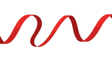 Wavy red ribbon gracefully flowing against a stark black backdrop creating a sense of movement and elegance perfect for graphic design projects