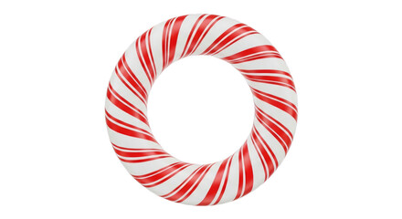 Festive peppermint candy cane ring holiday season treat on transparent background