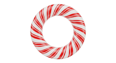 Festive peppermint candy cane ring holiday season treat on transparent background