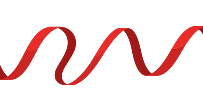 Wavy red ribbon gracefully flowing against a stark black backdrop creating a sense of movement and elegance perfect for graphic design projects