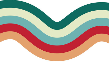 Abstract wavy stripes in retro color palette on white background