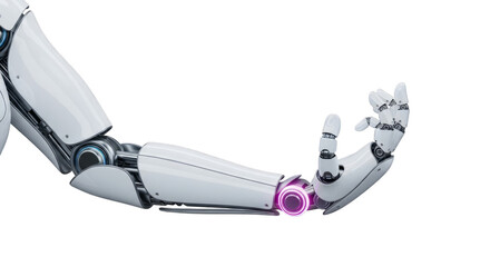 Futuristic robotic arm technology artificial intelligence on transparent background