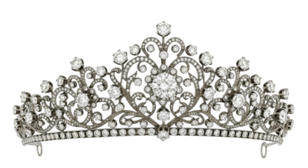 Isolated Diamond Tiara on Plain Backdrop, Silver Crown Jewel, Wedding Headpiece, Luxury Design