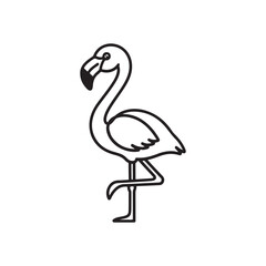 Cute flamingo outline vector flat illustration design. Cute flamingo icon