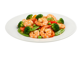 Juicy shrimp and vibrant vegetables stir fry delight