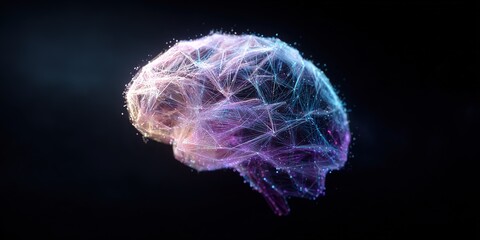 Exploring the complexity of the human brain with vibrant neon connections in digital art