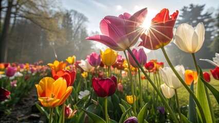 Tulip vibrant spring meadow flowers image  