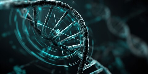 Exploring the structure of DNA with digital visualization techniques and scientific detail in a dark background
