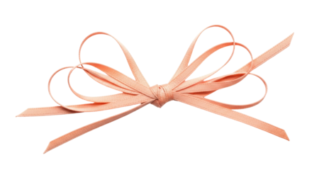 Isolated Peach Ribbon Bow with Loops and Tails Elegant Decoration Element Gift Wrapping Accessory