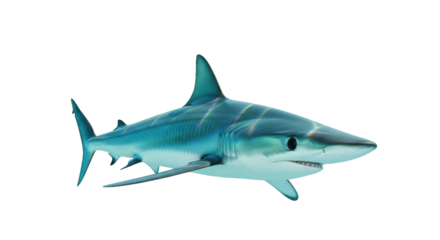 Isolated Mako Shark in Swimming Position, Underwater Predator, Marine Species Illustration