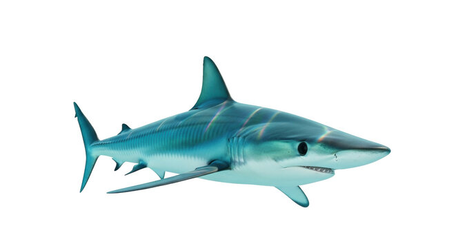 Isolated Mako Shark in Swimming Position, Underwater Predator, Marine Species Illustration