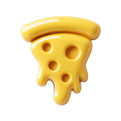 Melty Yellow Cheese Slice Shaped Like Pizza dripping isolated on a transparent background