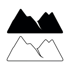 Silhouette of mountains, deep black, flat vector illustration.