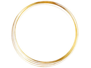 Golden Hand- Drawn Circle Frame ring isolated on a transparent background