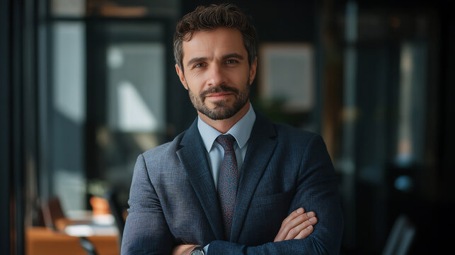 Portrait of confident businessman in suit professional headshot photo