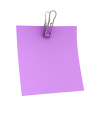 Purple Sticky Note Attached to a Silver Binder Clip graphic isolated on a transparent background