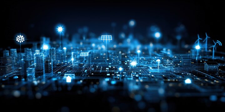 Advanced technology shapes urban development with smart city infrastructure in a digital landscape