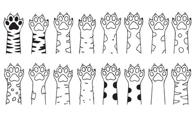 Cute Cat Paws Clipart – Cartoon Cat Paw Prints Outline for Coloring and Design