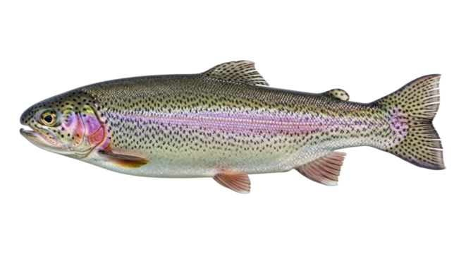 Isolated Rainbow trout Salmo gairdneri close up freshwater salmonid, fish, angling species