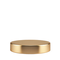 Polished Gold Cylinder Pedestal podium display isolated on a transparent background