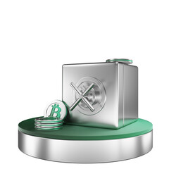 3D Render bitcoin save wallet banker icon cryptocurrentcy