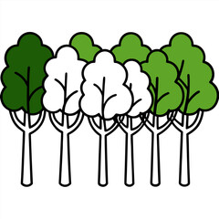 Line art of trees in a forest