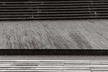 Empty Outdoor Stage and Steps – Minimalist Black and White Architectural Geometry and Texture,