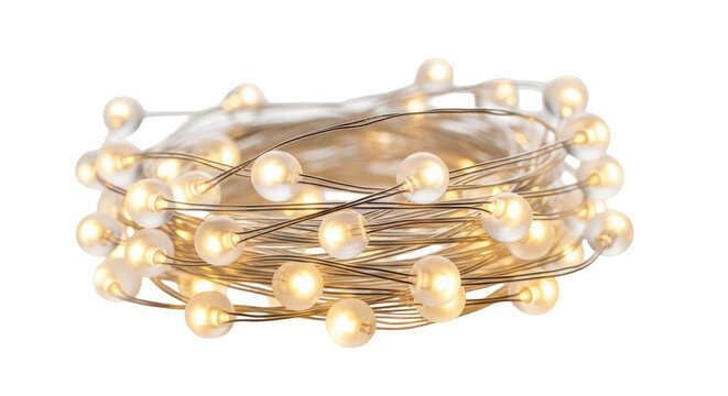 Isolated string of decorative mini LED lights, illuminated festive ornaments, glow, warmth